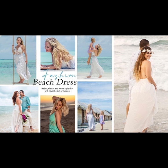 Women’s Beach Crochet Backless Bohemian Halter Maxi Long Dress. - Picture 4 of 5